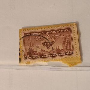 Unique Vintage Brown and Yellow Stamp